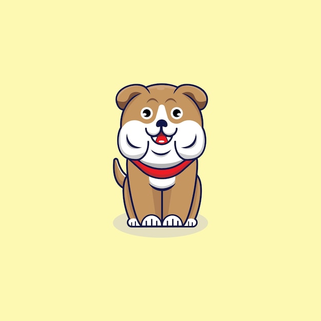 Lindo bulldog sentado dibujos animados ilustración logo vector icono plantilla moderna