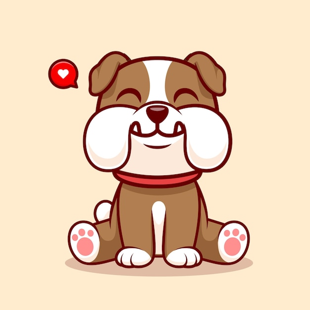 Vector lindo bulldog sentado dibujos animados vector icono ilustración animal naturaleza icono concepto aislado plano