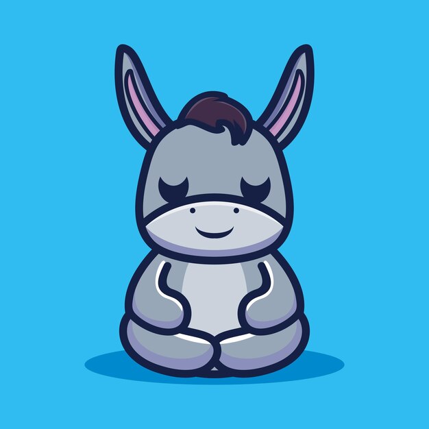 Lindo burro hacer meditación premium vector