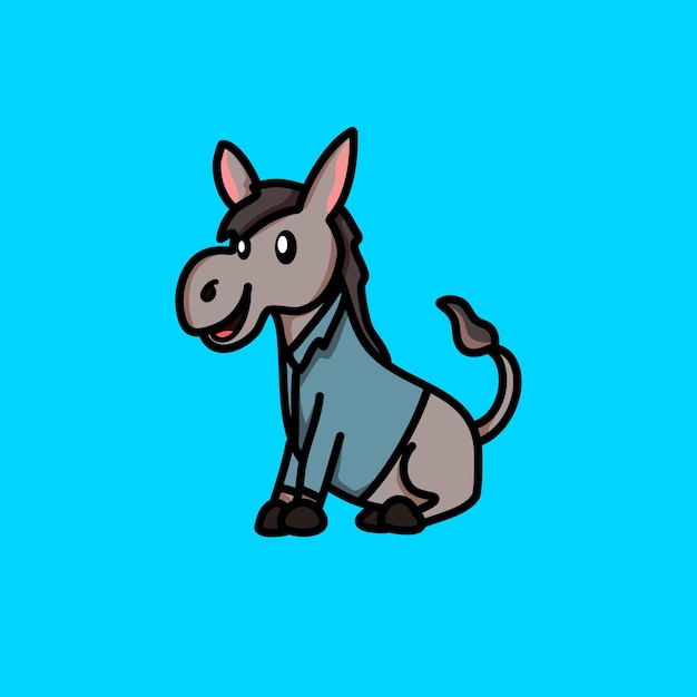 Lindo burro sentarse con camisa ilustración vectorial de dibujos animados