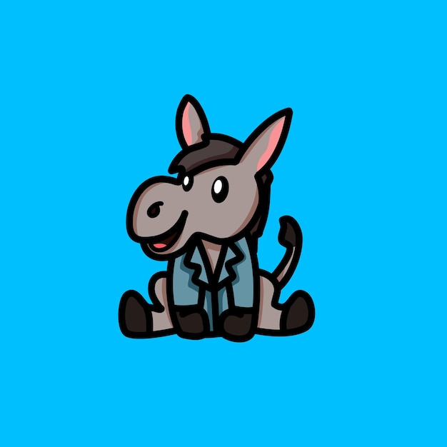 Vector lindo burro sentarse dibujos animados vector ilustración