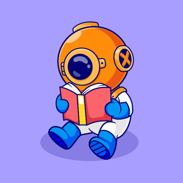 Lindo Buzo Leyendo Libro Dibujos Animados Vector Icono Ilustración Ciencia Educación Aislado Vector Plano