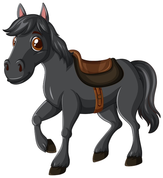 El lindo caballo de dibujos animados con silla