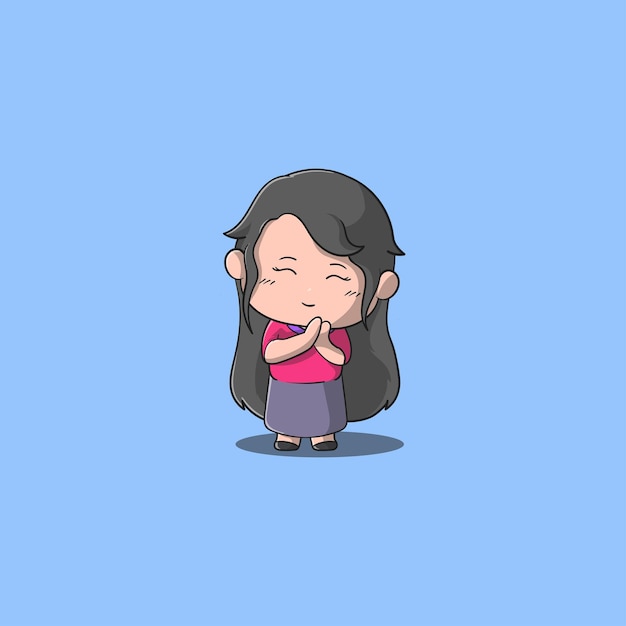 lindo cabello largo femenino sintiéndose agradecido