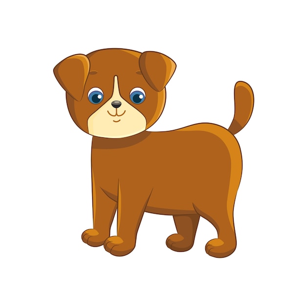 Vector lindo cachorrito marrón sobre un fondo blanco