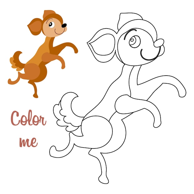 Lindo cachorro alegre animal ilustración y boceto Diseño para libro de colorear para niños