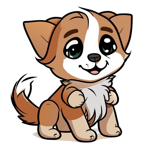 lindo cachorro de cuerpo completo con se sienta cuerpo completo línea suave textura suave y esponjosa ilustración vectorial