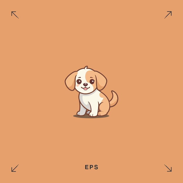 Un lindo cachorro de estilo dibujos animados con diseños planos Ilustraciones