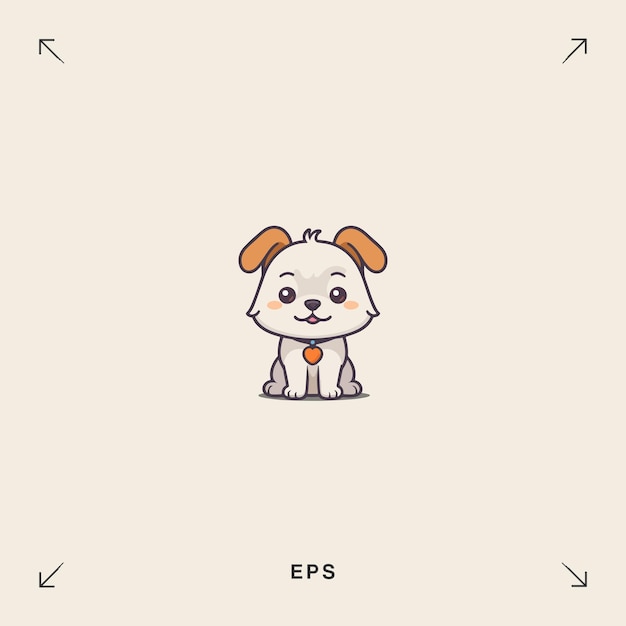Un lindo cachorro con ojos estrellados Diseños planos Ilustraciones