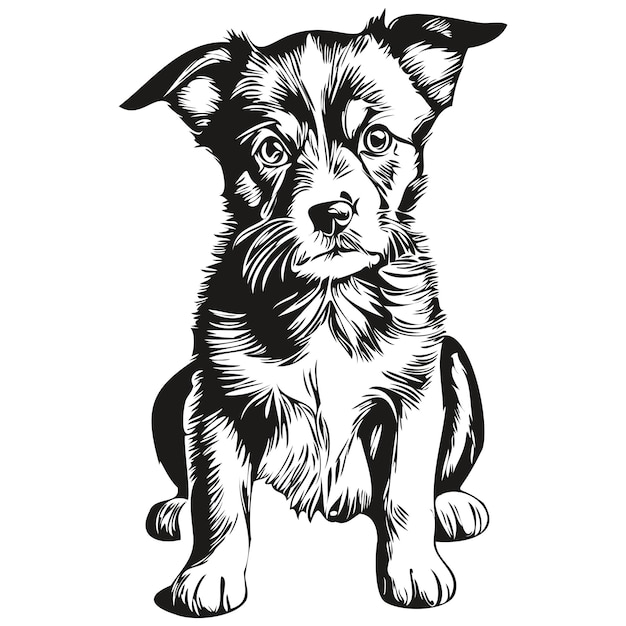 Vector lindo cachorro sobre fondo blanco mano dibujar ilustración cachorros