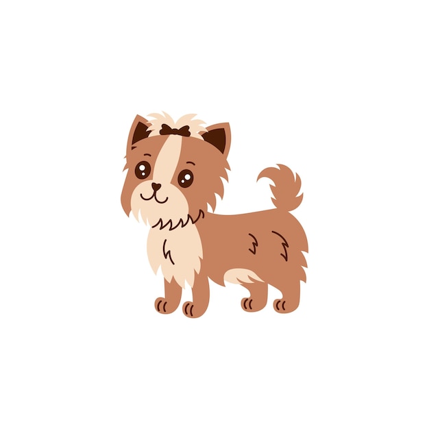 Vector un lindo cachorro de yorkshire terrier al estilo de los dibujos animados