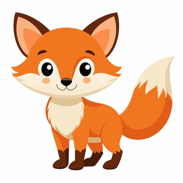 Un lindo cachorro de zorro en estilo de dibujos animados sobre un fondo blanco Ilustración vectorial