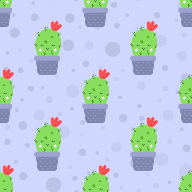 Lindo cactus estilo plano de patrones sin fisuras
