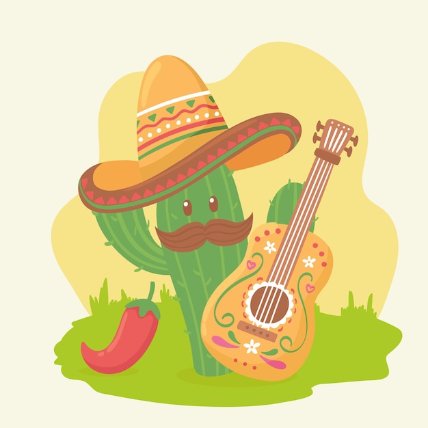 Lindo cactus con guitarra