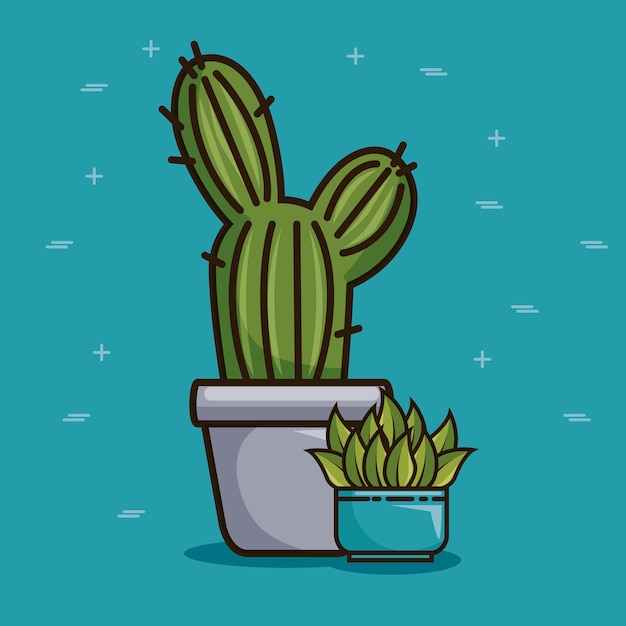 Lindo cactus kawaii y dibujos animados suculentos