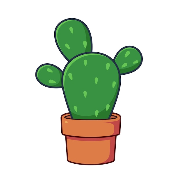 Un lindo cactus en una olla de barro en estilo de ilustración plana vectorial Una planta suculenta