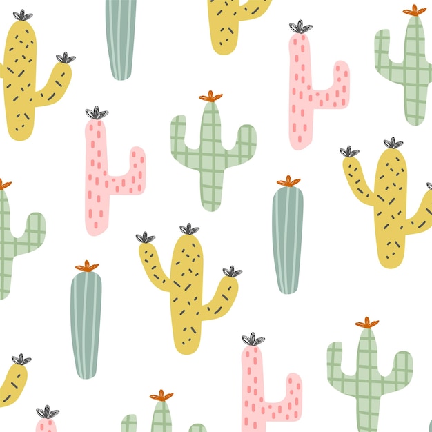 Lindo cactus de patrones sin fisuras