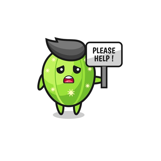 Lindo cactus sostenga el lindo diseño de banner de ayuda por favor