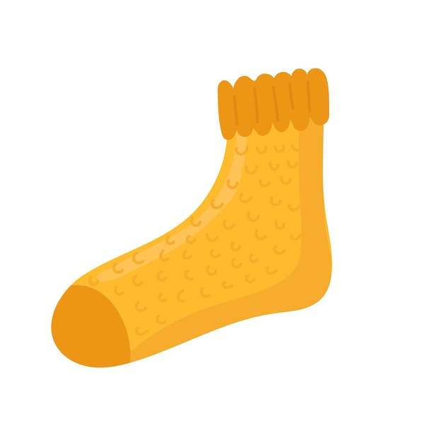 Lindo calcetín amarillo dibujado a mano con puntos