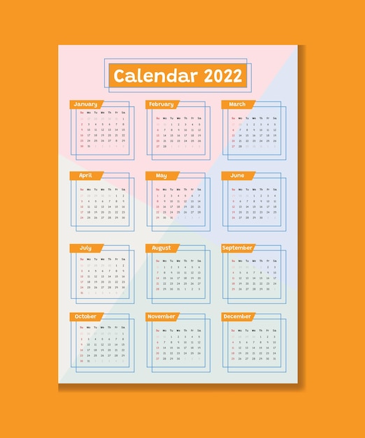 Lindo calendario 2022 Calendario 2022 con color pastel