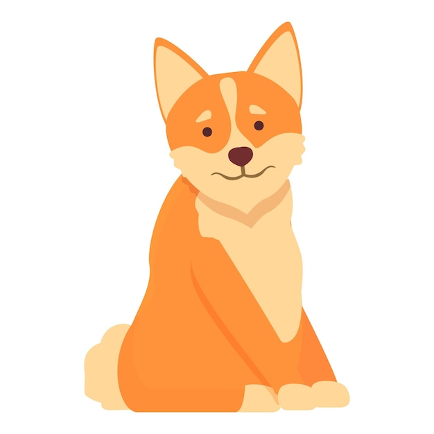 Lindo, calma, corgi, icono, caricatura, vector, bebé, cachorro, canino, impresión