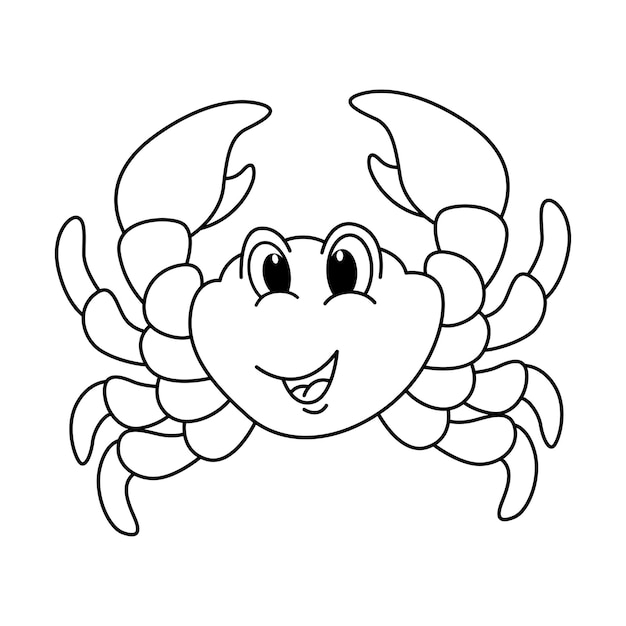 Lindo cangrejo dibujos animados para colorear página ilustración vector para niños libro para colorear