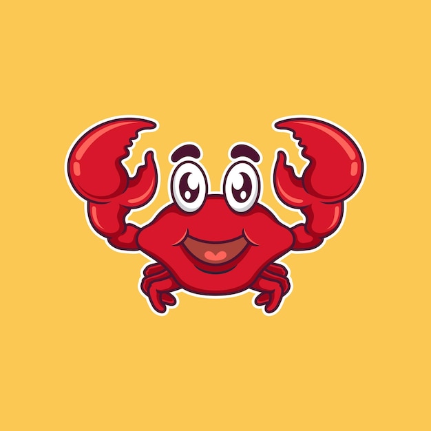 Vector lindo cangrejo de dibujos animados para el logotipo de la mascota