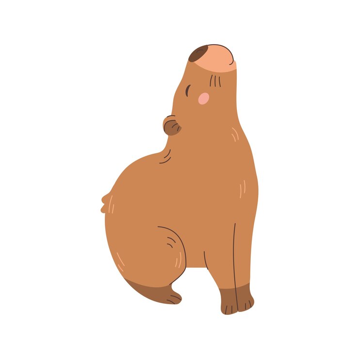 Vector lindo capibara animales divertidos personajes roedores ilustración vectorial en estilo plano para diseños de tarjetas
