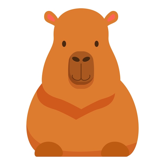 El lindo capibara de dibujos animados sentado con calma mirando hacia adelante