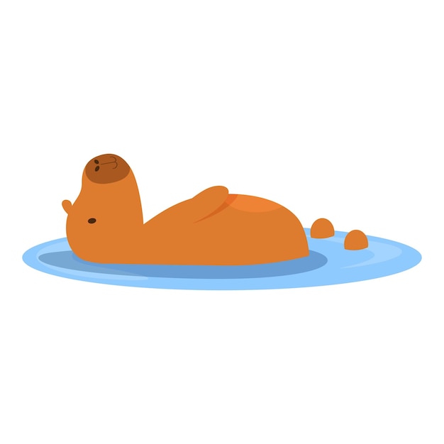 El lindo capibara se relaja y disfruta nadando en el agua azul