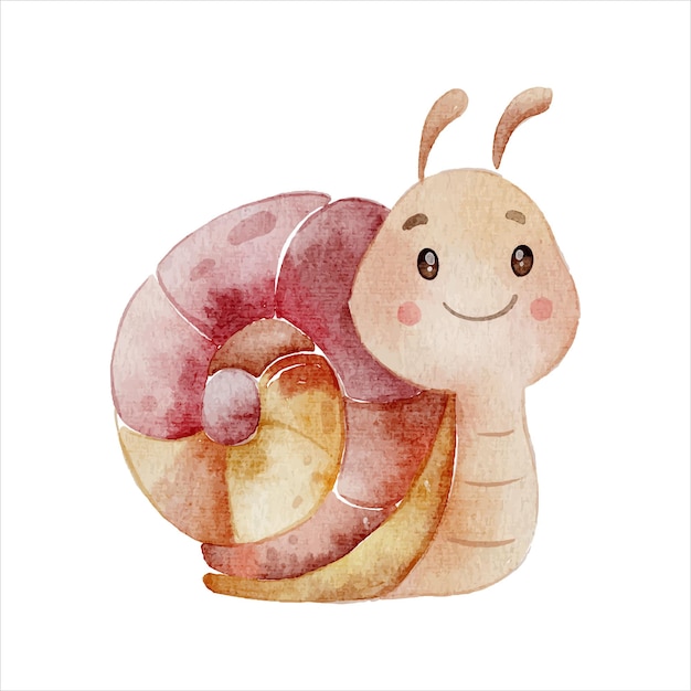 lindo caracol acuarela clipart ilustración