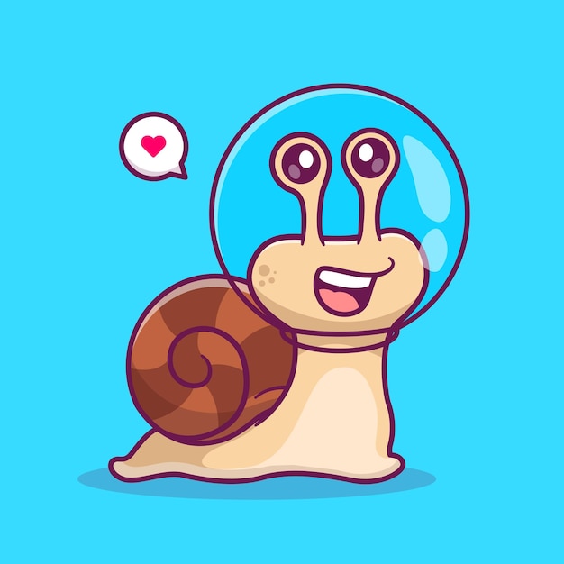 Vector lindo caracol astronauta dibujos animados vector icono ilustración animal ciencia icono concepto aislado premium