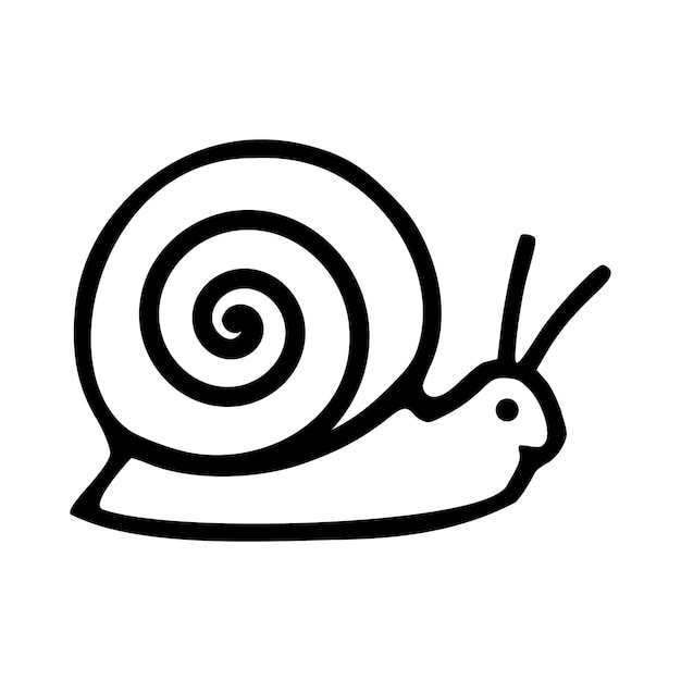 Lindo caracol doodle icono contornos negros ilustración vectorial