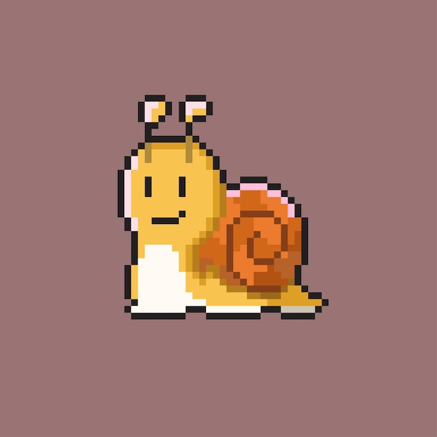 Lindo caracol en estilo pixel art