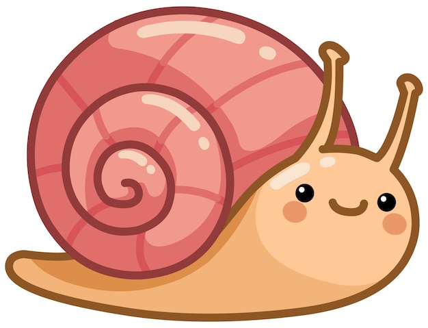 El lindo caracol sonriente al estilo Kawaii