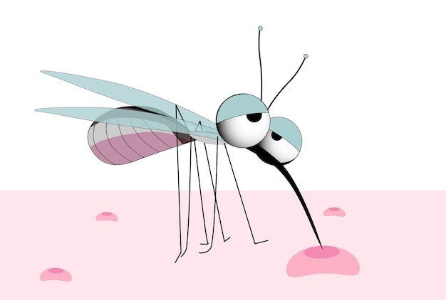 Vector lindo carácter de un mosquito insecto chupador de sangre el portador de la enfermedad ilustración vectorial