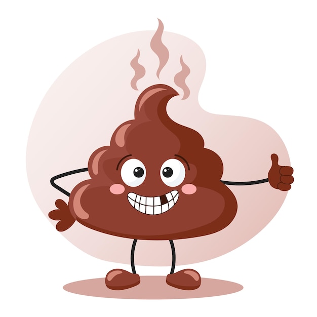 Lindo, caricatura, caca, en, un, fondo blanco, sonriente, kawaii, caca, carácter, vector