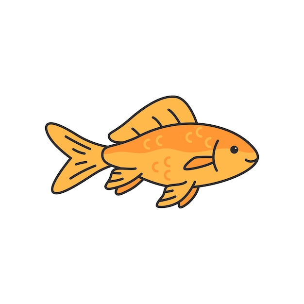 Lindo, caricatura, común, cometa, pez dorado, vector, ilustración, aislado, blanco, plano de fondo