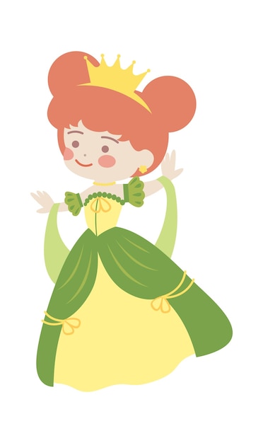 lindo, caricatura, princesa, vector, ilustración