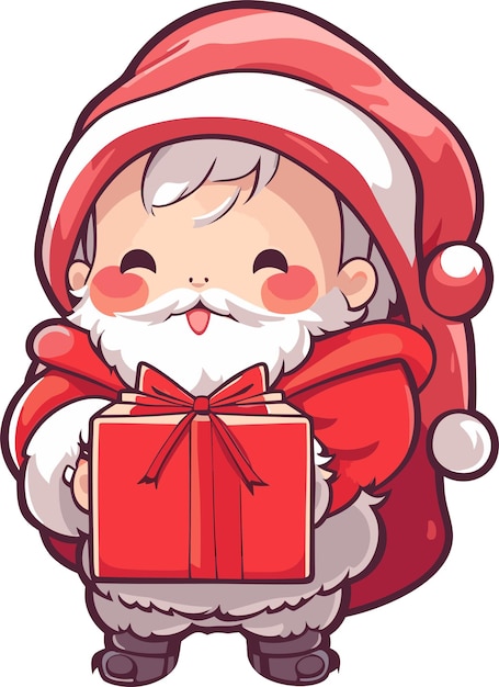 Lindo, caricatura, santa claus, venir, día de navidad, con, regalos, vector, ilustración