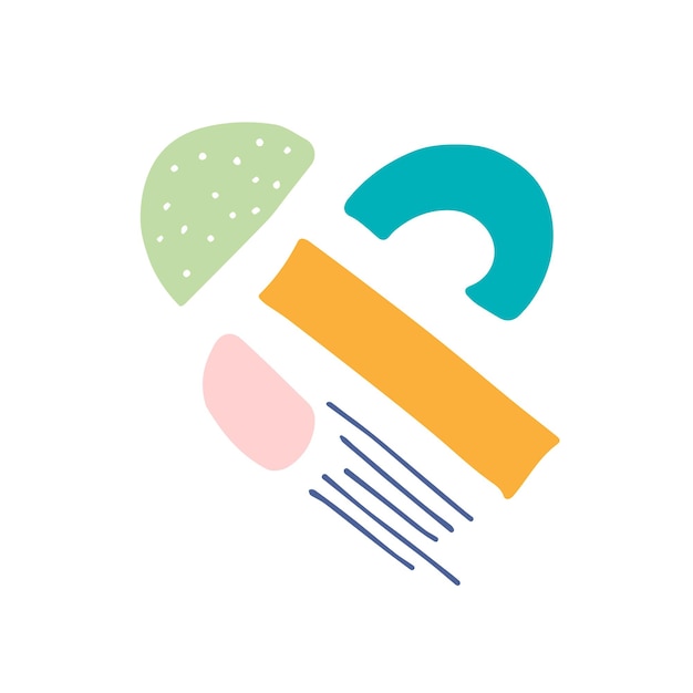 Lindo cartel de vector abstracto con formas geométricas de dibujos animados para patrones, impresión, logotipo, textil, niños