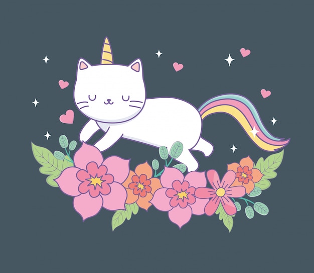 Lindo caticorn con decoración floral