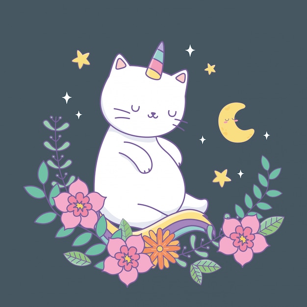 Lindo caticorn con decoración floral