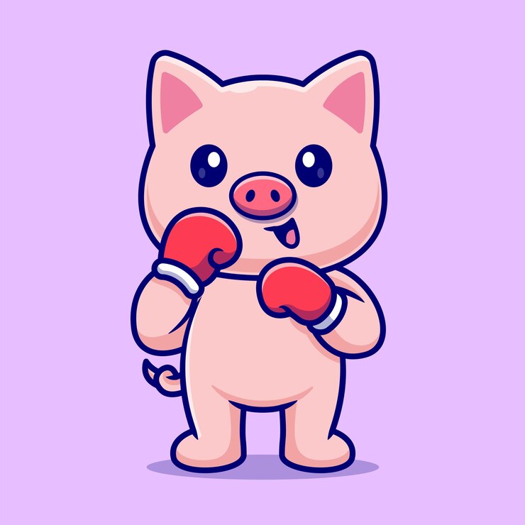 Vector lindo cerdo boxeo dibujos animados vector icono ilustración animal deporte icono concepto aislado plano