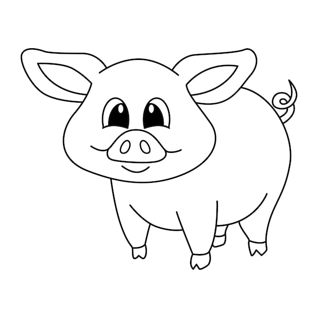 Vector lindo cerdo dibujos animados para colorear página ilustración vector para niños libro para colorear