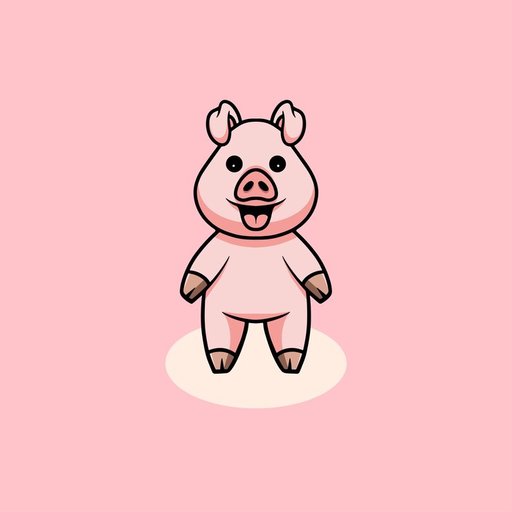 Lindo cerdo sonriente ilustración de dibujos animados