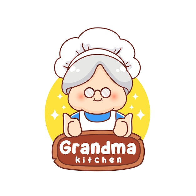 Vector el lindo chef de la abuela aprueba el logotipo de la mascota para el logotipo culinario del restaurante