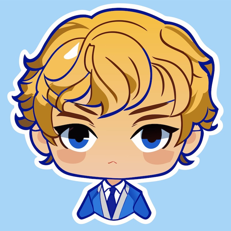 Vector lindo chibi niño dibujado a mano dibujos animados pegatina icono concepto aislado ilustración