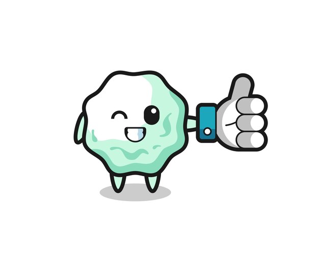 Lindo chicle con el símbolo de los pulgares hacia arriba en las redes sociales