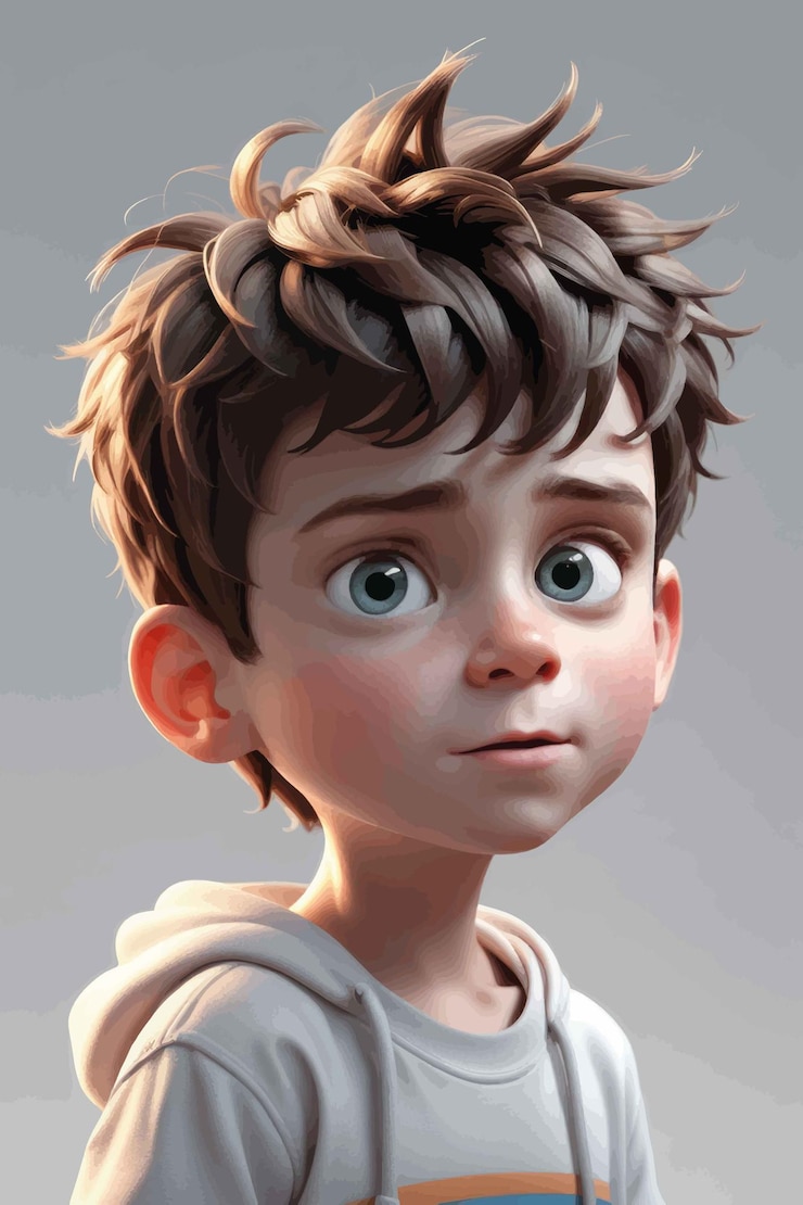 Vector lindo chico de dibujos animados en el estudiolindo chico de dibujos animados en el estudioun lindo chico con ojos azules y cabello castaño